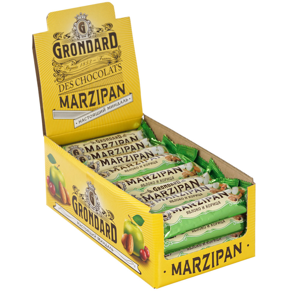  TM Grondard     (9388) Батончики глазированные Марципановые Яблоко-Корица, (24шт по 50г)     в Рославле