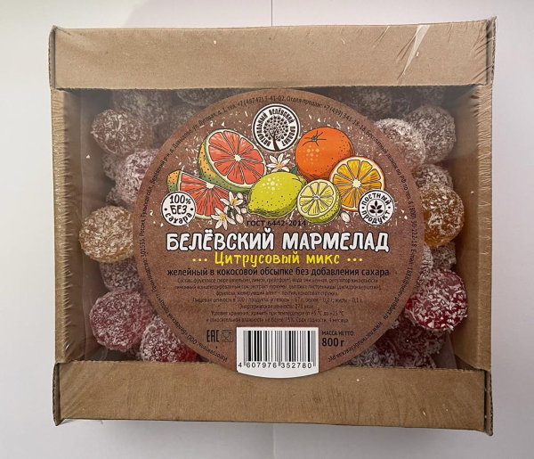 №2 Мармелад белевский на фруктозе 800г "Цитрусовый микс"    в Рославле