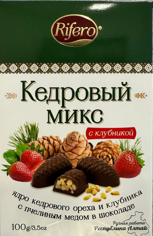 №1 Риф и ко Конфеты "Кедровый микс КЛУБНИКА" 100г     в Рославле