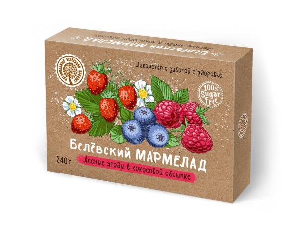 №2 Мармелад белевский на фруктозе 240г "ЛЕСНЫЕ ЯГОДЫ"  в Рославле